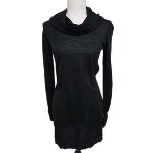 Elie Tahari 100% Merino Wool Cowl Neck Long Sweater Sheer Black Women's Size XS